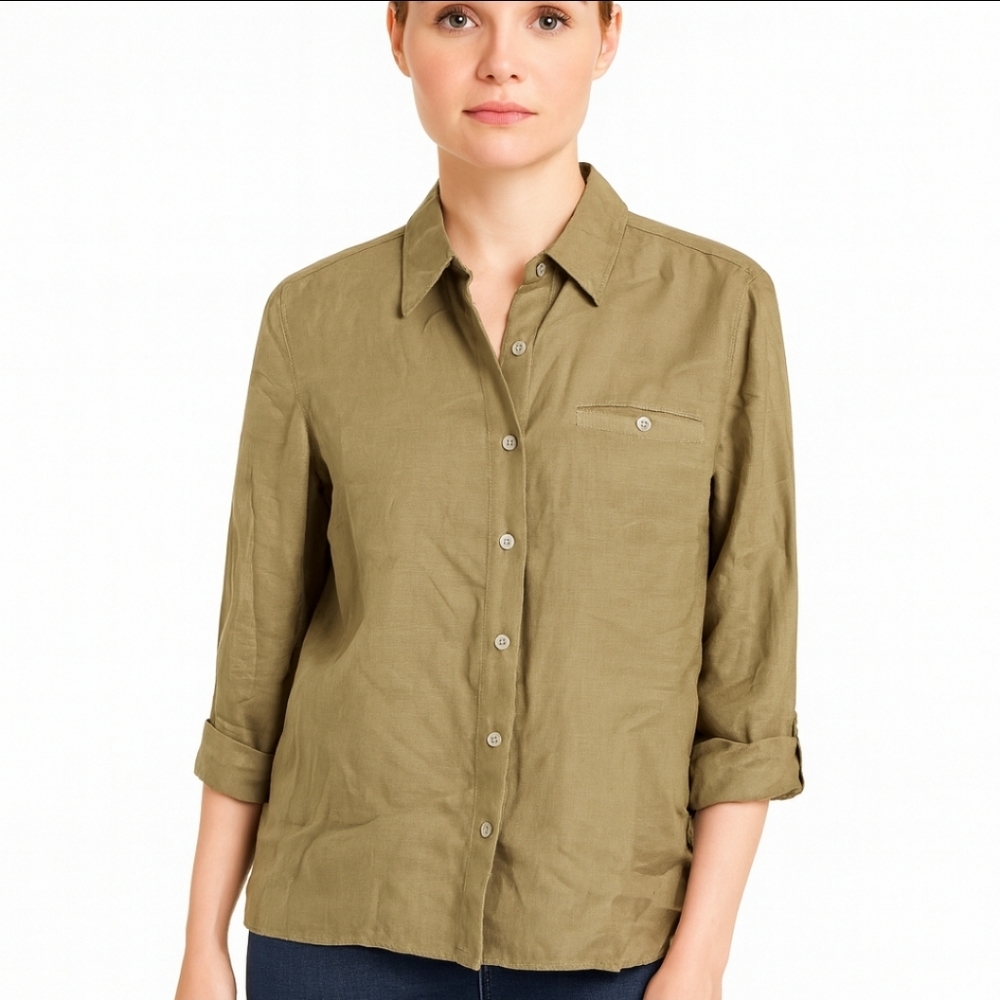 Chicos Design Camel Damask Pattern Linen/Cottin B… - image 1